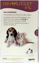 Revolution 15mg 6% 0,25ml (rosa) filhotes de cães e gatos até 2,5kg 3 pipetas
