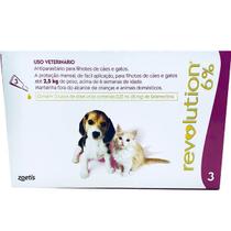 Revolution 6 Antiparasitário Cães e Gatos Filhotes até 2,5kg Zoetis 3 Ampolas