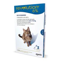 Revolution 6% para Gatos de 2,6 a 7,5kg Embalagem com 3 Pipetas