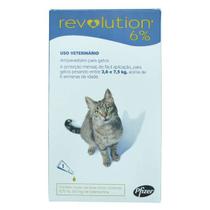 Revolution Zoetis 6% 0.75ml para Gatos 2,6Kg a 7,5Kg - 1 bisnaga Revolution Zoetis 6% 0.75ml para Gatos 2,6Kg a 7,5Kg - 1 bisnaga