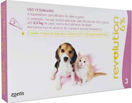 Revolution Zoetis 6% 0,25 ml para Filhotes de Cães e Gatos de até 2,5 Kg - cx3