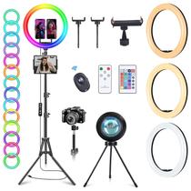 RGB Ring Light WisaKey 13 com suporte de 76 cm e 2 suportes para telefone