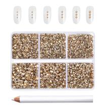 Rhinestones Beadsland 7200 unidades de gemas de unhas Flatback Gold SS3-SS10