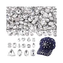 Rhinestones Brancos Costurados 150 Peças Formas Misturadas Com Base Plana Para Roupas, Sapatos E Rhinestones Brancos Costurados 150 Peças Formas Misturadas Com Base Plana Para Roupas, Sapatos E
