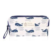 RIAH FASHION Portable Travel Clutch Cosmetic Makeup Pouch Bag - Organizador de Higiene Bolsa Wristlet Stripe, Floral, Plaid, Cortiça (Bolsa Retangular - Baleia)