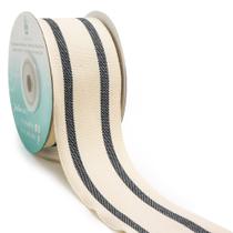Ribbon CT CRAFT LLC, algodão marfim, listras pretas, 1,5 cm x 10 m Ribbon CT CRAFT LLC, algodão marfim, listras pretas, 1,5 cm x 10 m