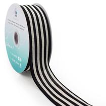 Ribbon CT CRAFT LLC Lona listrada de algodão 2,5 cm x 45 m marfim/preto