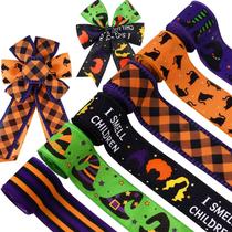 Ribbon Kavoc Halloween Wired Edge, roxo, laranja, verde, 6 rolos Ribbon Kavoc Halloween Wired Edge, roxo, laranja, verde, 6 rolos
