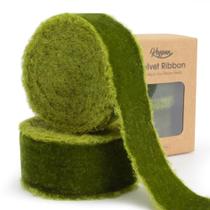 Ribbon Keypan Moss Green Velvet 3,8 cm x 5,5 m Desfiado Vintage
