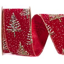 Ribbon LaRibbons Red Christmas 6,35 cm x 9,14 m Wired Snowy