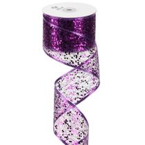 Ribbon MEEDEE Purple Glitter Wire Mesh 6,3 cm para Halloween e Natal Ribbon MEEDEE Purple Glitter Wire Mesh 6,3 cm para Halloween e Natal