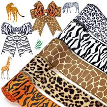 Ribbon MTLEE Jungle Animal Wired 6,35 cm, estopa, 4,57 m - 5 rolos