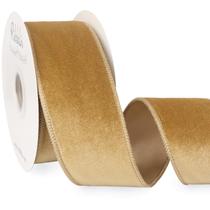 Ribbon Ribbli Champagne Velvet com fio de 6,35 cm para o Natal Ribbon Ribbli Champagne Velvet com fio de 6,35 cm para o Natal