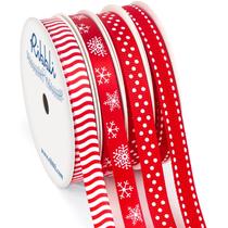 Ribbon Ribbli de Natal vermelho/branco 3/8 polegadas 35 jardas Ribbon Ribbli de Natal vermelho/branco 3/8 polegadas 35 jardas