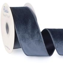 Ribbon Ribbli Dusty Blue Velvet com fio 6,35 cm x 9,14 m