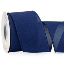 Ribbon Ribbli Linho azul marinho com fio 6,35 cm x 9,14 m Ribbon Ribbli Linho azul marinho com fio 6,35 cm x 9,14 m