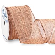 Ribbon Ribbli Ouro rosa enrugado com fio 6,35 cm Metálico 10 mm Ribbon Ribbli Ouro rosa enrugado com fio 6,35 cm Metálico 10 mm