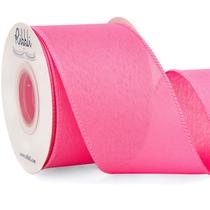 Ribbon Ribbli Pink Linen com fio 6,35 cm x 9,14 m para decoração Ribbon Ribbli Pink Linen com fio 6,35 cm x 9,14 m para decoração