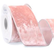 Ribbon Ribbli Velvet com fio 6,5 cm x 9,1 m rosa metálico Ribbon Ribbli Velvet com fio 6,5 cm x 9,1 m rosa metálico
