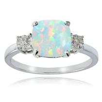 Ring Ice Gems em prata esterlina criada em opala branca tamanho 8 Ring Ice Gems em prata esterlina criada em opala branca tamanho 8