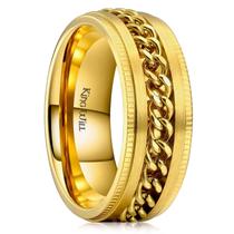 Ring King Will Intertwine em aço inoxidável dourado de 8 mm para homens Ring King Will Intertwine em aço inoxidável dourado de 8 mm para homens