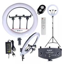 Ring Light 14 Polegadas com Tripé Alto 2,10m Luz LED Regulável para Foto e Vídeo
