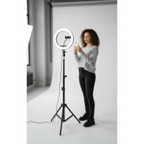 Ring Light 26cm c/ Tripé 2m - Luz Perfeita P/ Fotos e Vídeos