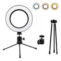 Ring Light 3 Cores De Led Com Tripé Regulável Para Mesa
