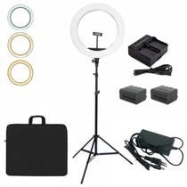 Ring Light 46 cm com Dimer +tripe de 1,80 +Baterias e Carregadores