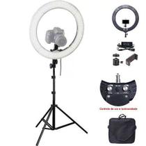 Ring Light 48cm 18 polegadas LED 80W Suporte Celular Iluminador Profissional 3 Cores Tripe 2 mts