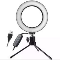Ring Light 6 Polegadas Iluminador 16Cm Usb Led E Mini Tripé