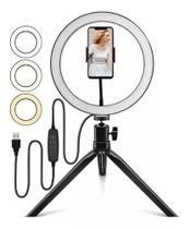 Ring Light 8'' Iluminador De Mesa Com Mini Tripé