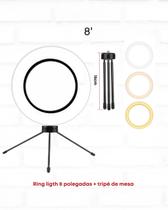 Ring Light 8 Polegadas De Mesa + Tripé Iluminador Arco De Led Ring Light 8 Polegadas De Mesa + Tripé Iluminador Arco De Led