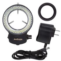 Ring Light Amscope 144 LED com intensidade ajustável para microscópio estéreo