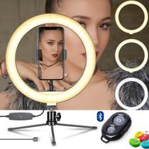 Ring Light Anel Luz Led 26cm + Mini tripé Controle bluetooth Selfie Vídeos Make Blog Ring Light Anel Luz Led 26cm + Mini tripé Controle bluetooth Selfie Vídeos Make Blog