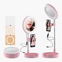Ring Light Com Suporte De Celular E Espelho Para Make e Live Ring Light Com Suporte De Celular E Espelho Para Make e Live