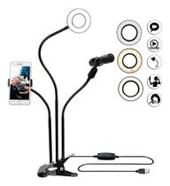 Ring Light com Suporte Integrado para Microfone - Iluminação Profissional para Live Stream Ring Light com Suporte Integrado para Microfone - Iluminação Profissional para Live Stream