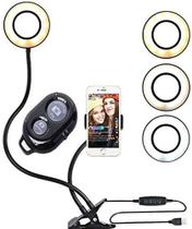 Ring Light Completo Articulado Suporte Celular Maquiagem Live Stream Youtuber 2em1 + controle Bluetooth