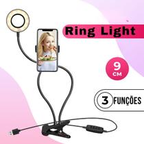 Ring light de Mesa 3 em 1 com Suporte de Celular Para Maquiagem Selfie Live Make Abajur Luminaria porta microfone
