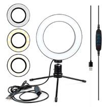 Ring Light De Mesa Iluminador De Led com Tripé 6 Polegadas 16cm Luz Fria/Neutra/Quente 110V/220V Ring Light De Mesa Iluminador De Led com Tripé 6 Polegadas 16cm Luz Fria/Neutra/Quente 110V/220V