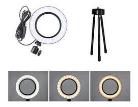 Ring Light De Mesa Iluminador De Led Tripé 6 Polegadas 16cm