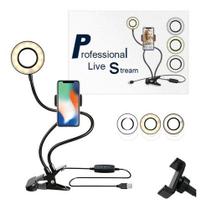 Ring Light De Mesa Iluminador Led Com Suporte Celular Pronto