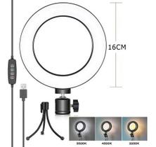 Ring Light De Mesa Iluminador Led Mini Tripé Anel 16cm Usb Ring Light De Mesa Iluminador Led Mini Tripé Anel 16cm Usb