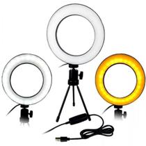 Ring light iluminador 16cm de mesa c/ tripé maquiagem selfie video foto