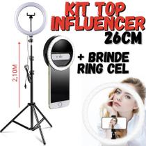 Ring Light Iluminador 26cm 10 Polegadas + Tripé Completo - Brinde