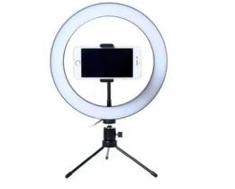 Ring Light Iluminador 8 Polegadas Tripé Com Suporte Celular Cor da estrutura Preto Cor da luz Branco frio, Branco Quente, Amarela 110V/220V