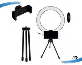 Ring Light Iluminador Anel Luz 16cm 6 Polegadas Com Tripé de Mesa - VIP