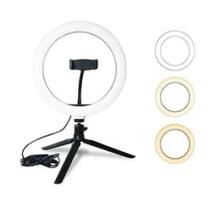 Ring Light Iluminador Anel Selfie Luz 26cm 10 Polegadas C/tripé Suporte de Celular Make Gravação