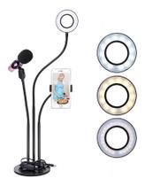 Ring Light Iluminador Led Com Suporte De Celular Microfone