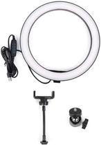 Ring Light Iluminador Led Profissional 26cm Tripé 210cm Branco-frio Preto - Cemtech
